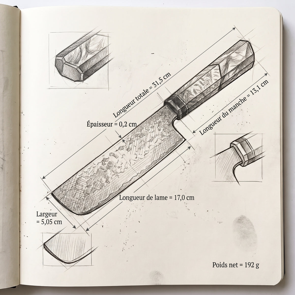 Couteau Nakiri Azur.fr