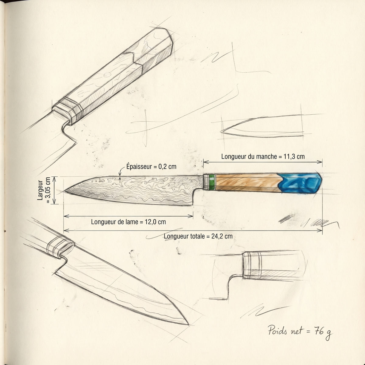 Petit Couteau Utilitaire Azur.fr